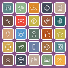 Fototapeta premium Contact us line flat icons on purple background