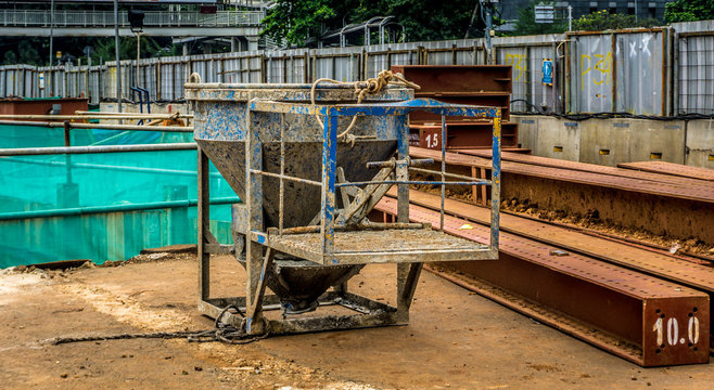 unused cement mixer in construction site photo taken in Jakarta Indonesia