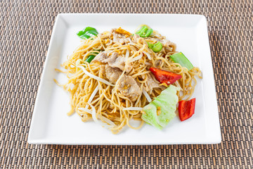 Homemade Fried egg noodle and mixed vegetable