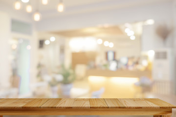 Empty Table on cafe background.