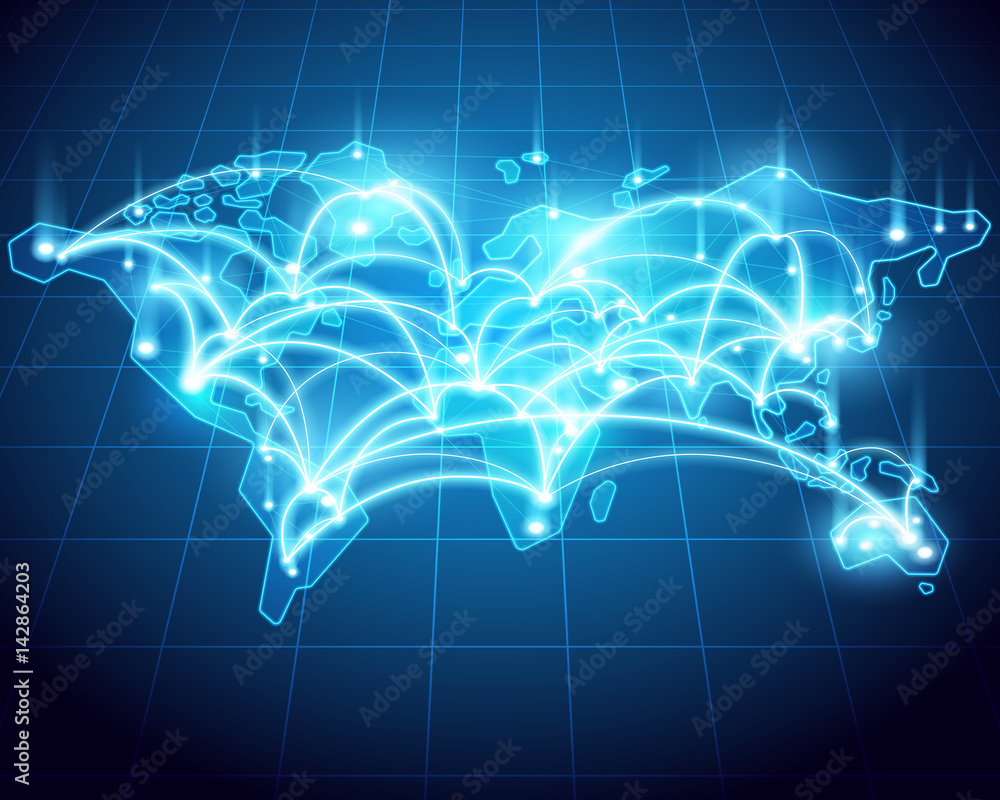 Poster Abstract of world network, internet and global connection concept