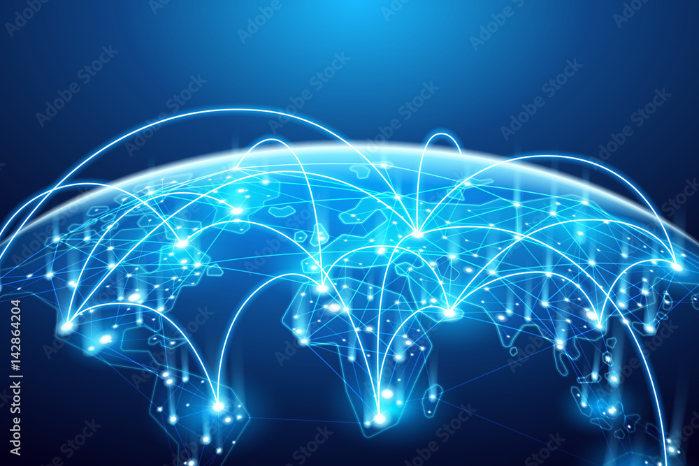 Leinwandbilder Abstract of world network, internet and global connection concept