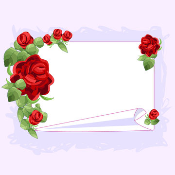 Red graphic rose frame white sheet of paper