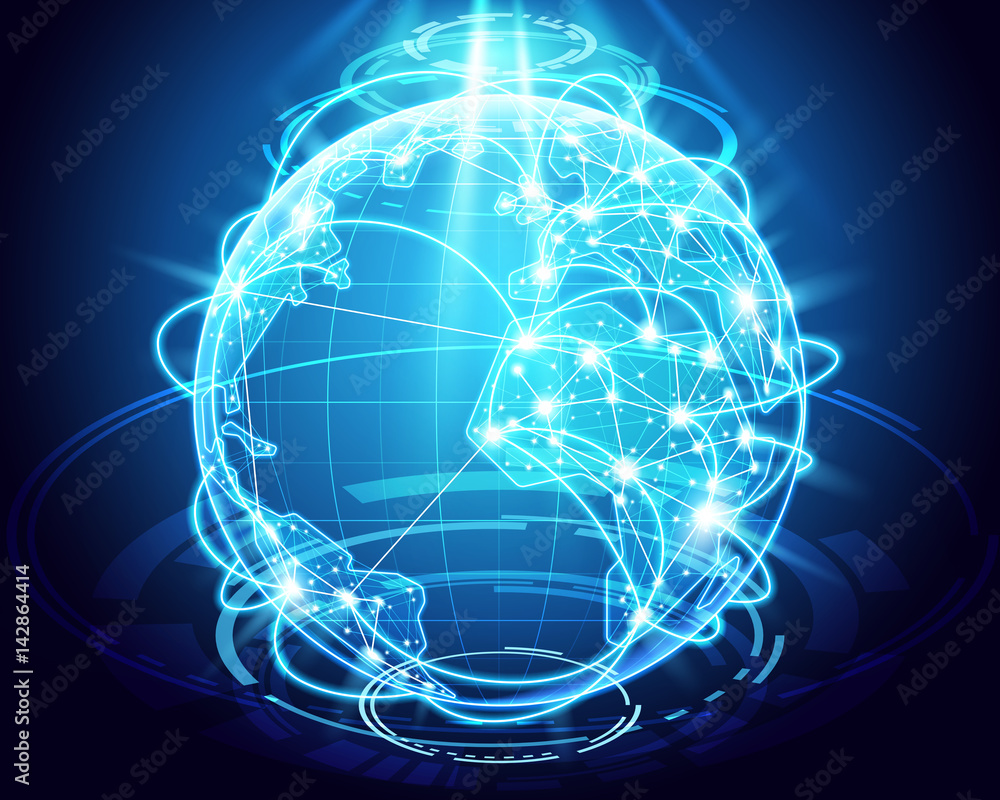 Wall mural abstract of world network, internet and global connection concept