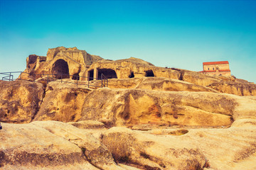 Panoramic view at Antique cave city Uplistsikhe, Georgia, Europe