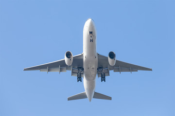 Close - up Commercial aircraft after take off