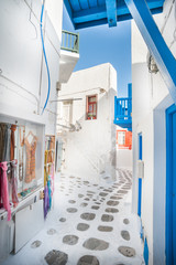Small shop and alley on a greek aegean island