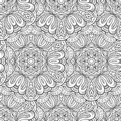 Ethnic decorative ornamental black and white mandalas seamless pattern