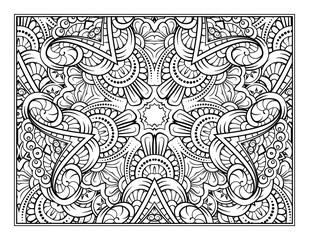 Fantasy black and white pattern coloring page