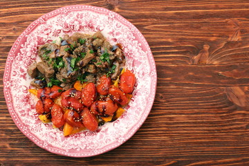 beef stew with peppers and cherry tomatoes