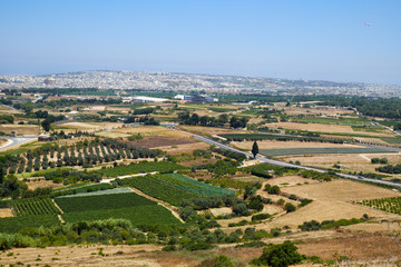 Fototapeta na wymiar View from the Mdina to the countryside surrounding the old capital. Malta
