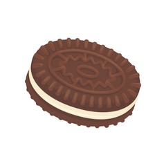 Sandwich chocoate biscuit, filled with vannila cream, isolated on white