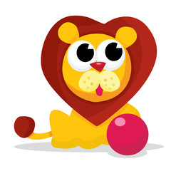Obraz premium Lion and a ball