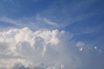 Naklejka na ściany i meble blue sky with cloud and raincloud beautiful art of nature. copy space for add text