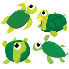 Naklejka premium Cartoon Turtle and Tortoise