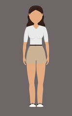 woman wearing casual clothes cartoon icon over gray background. colorful design. vector illustration