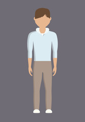 man wearing casual clothes over gray background. colorful design. vector illustration