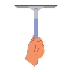 Cleaning concept with hand holding mop for washing windows