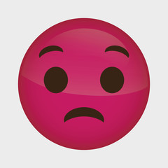 sad cartoon face over white background. colorful design. vector illustration