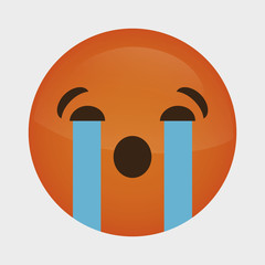 crying cartoon face over white background. colorful design. vector illustration
