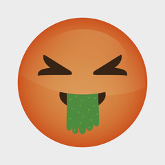 nauseated cartoon face over white background. colorful design. vector illustration