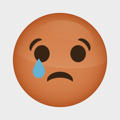 sad cartoon face over white background. colorful design. vector illustration