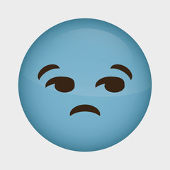 Unamused cartoon face over white background. colorful design. vector illustration