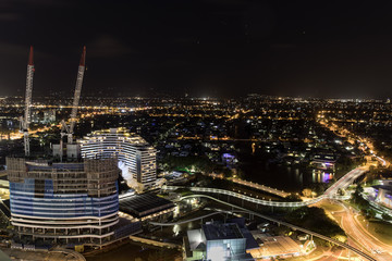 Fototapeta premium Gold Coast aerial nightscape with views of Jupiters Casino re-development in Broadbeach and surrounds