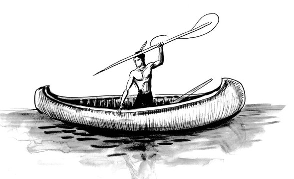 American Native In The Canoe