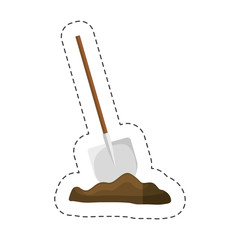 gardening shovel tool and soil icon over white background. vector illustration