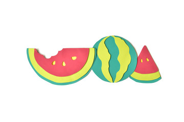 Watermelon paper cut on white background - isolated