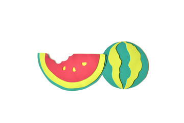 Watermelon paper cut on white background - isolated