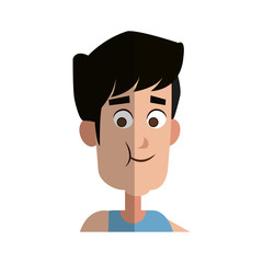 happy man face cartoon icon over white background. colorful design. vector illustration