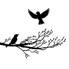 birds at tree silhouettes