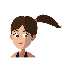 young girl face cartoon icon over white background. colorful design. vector illustration