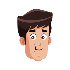happy man face cartoon icon over white background. colorful design. vector illustration