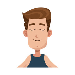 happy man face cartoon icon over white background. colorful design. vector illustration