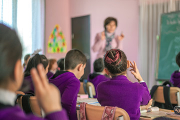 school children are participating actively in class
