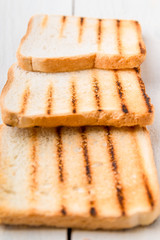 Close up of toasted grilled bread. Breakfast