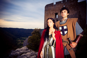 Couple in Medieval Style Clothing