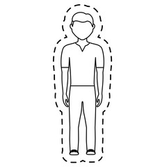 man wearing casul clothes cartoon icon over white background. vector illustration