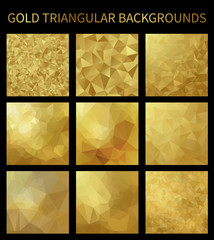 Set of gold vector triangular backgrounds