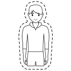 happy man wearing casual clothes cartoon icon over white background. vector illustration