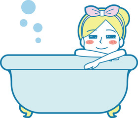 バスタイムを満喫する女性