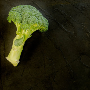Brocolli on a black slate background