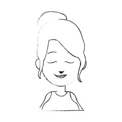 face of young pretty woman with closed eyes cartoon icon image vector illustration design  black sketch line