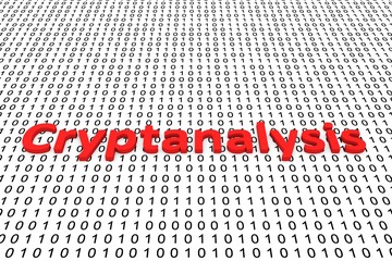 Cryptanalysis in the form of binary code, 3D illustration