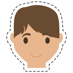 happy guy face cartoon icon over white background. colorful design. vector illustration