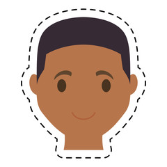 happy guy face cartoon icon over white background. colorful design. vector illustration