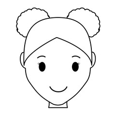 happy girl face cartoon icon over white background. vector illustration